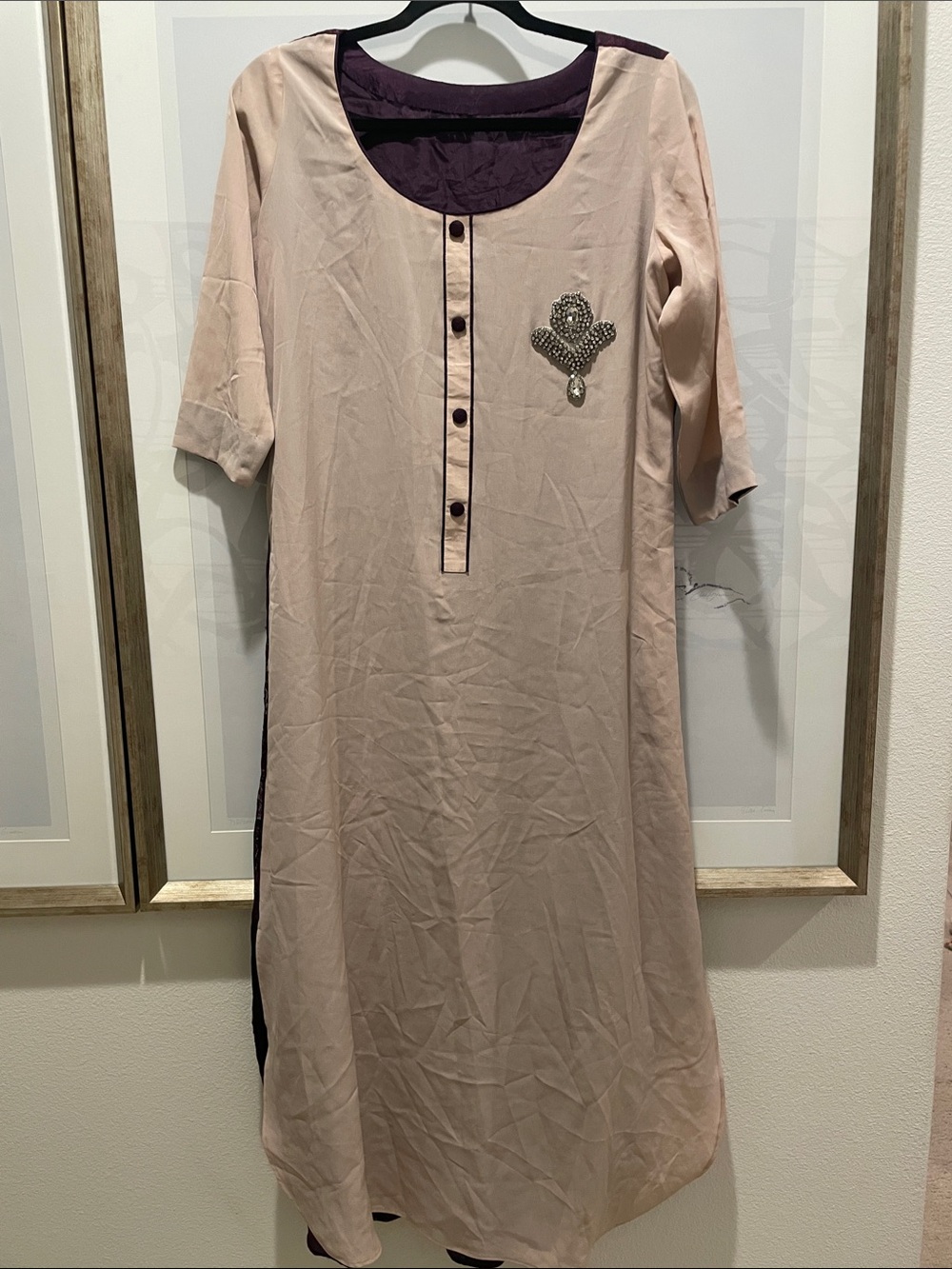 Women's Pale Pink Tunic shirt with Embellished Accent